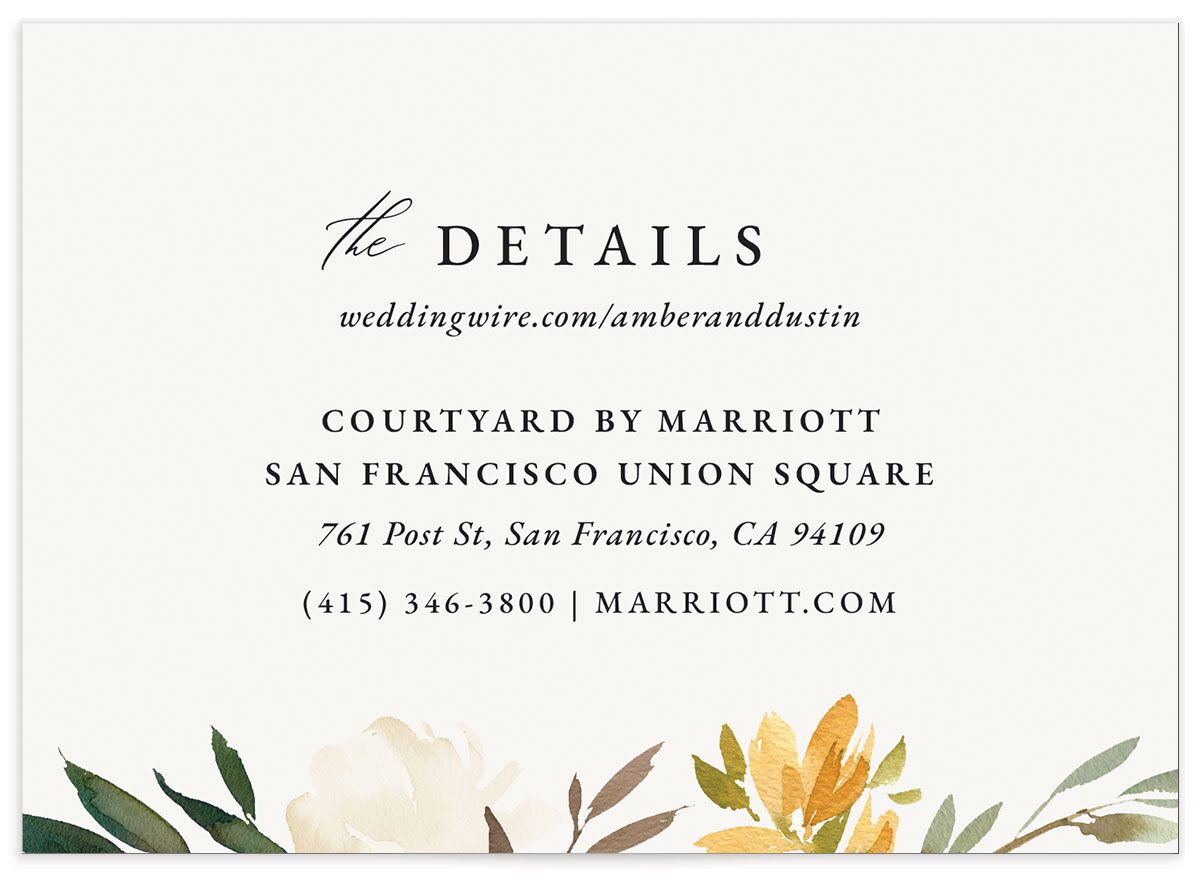 Watercolor Petals Wedding Enclosure Cards front in Lemon