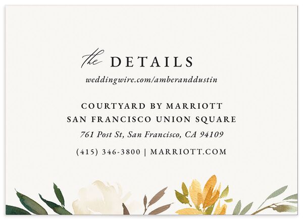 Watercolor Petals Wedding Enclosure Cards front in Lemon