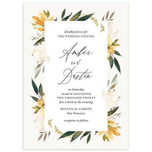 Watercolor Petals Wedding Invitations - Lemon