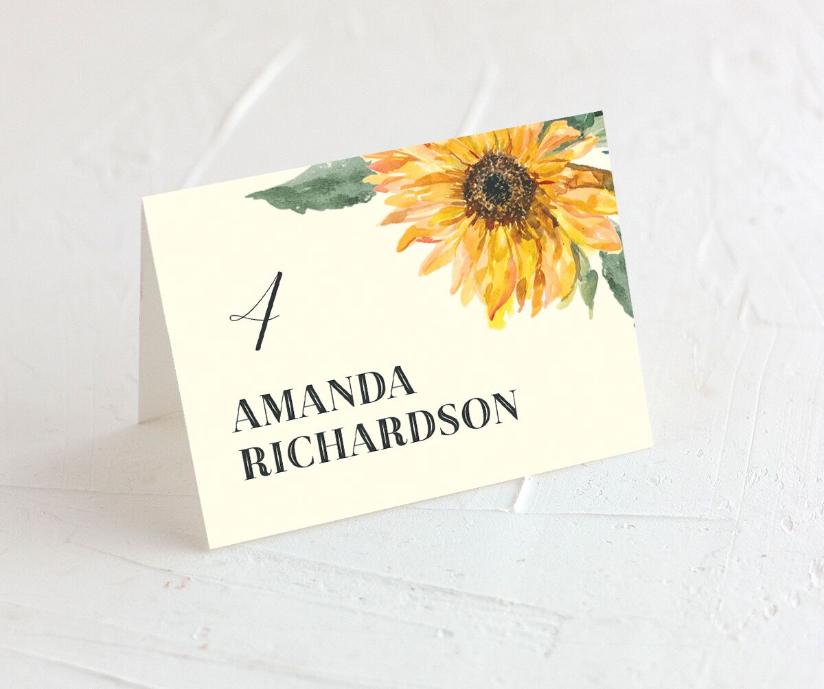 Rustic Floral Place Cards front in Lemon