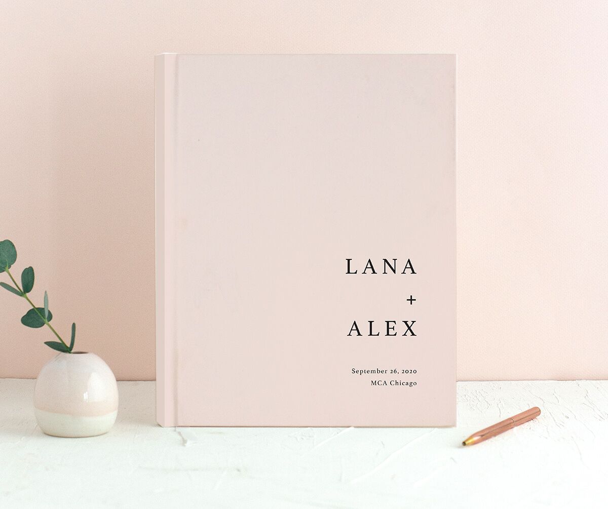 Modern Chic Wedding Guest Book front in Rose Pink
