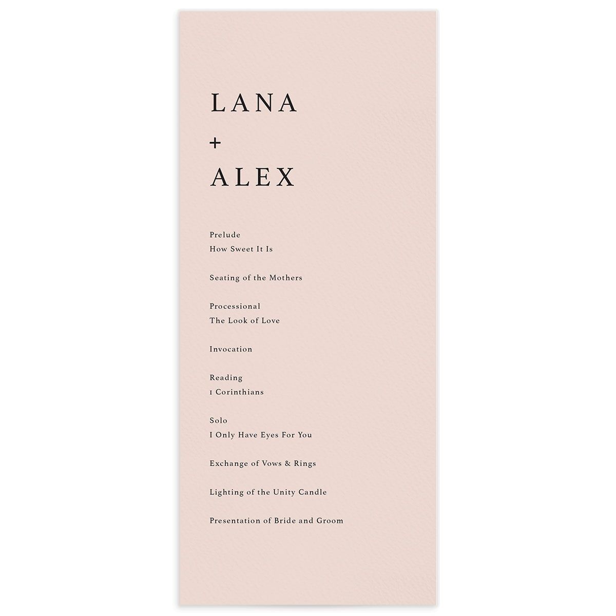 Modern Chic Wedding Programs front in Rose Pink