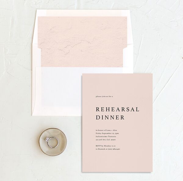 Modern Chic Rehearsal Dinner Invitations envelope-and-liner in Rose Pink