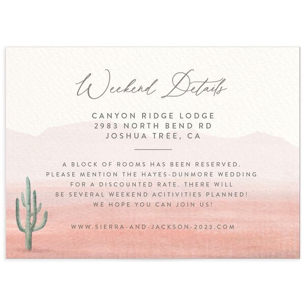 Painted Landscape Wedding Enclosure Cards front in Pink