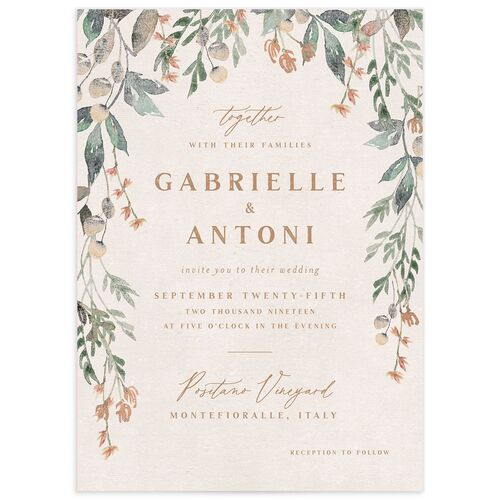 Rustic Vines Wedding Invitations - Blush