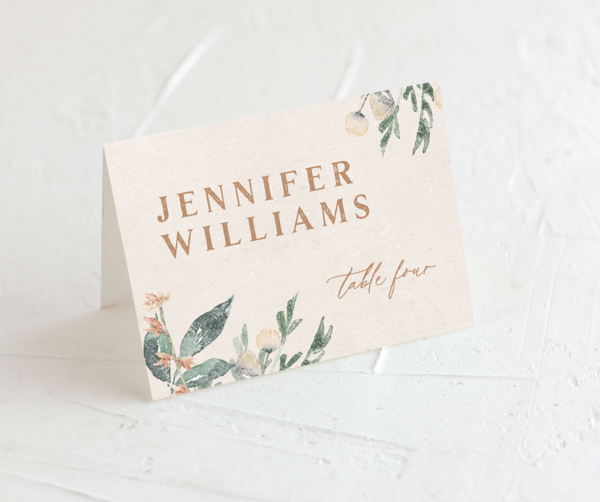 Vintage Vineyard Place Cards front in Champagne