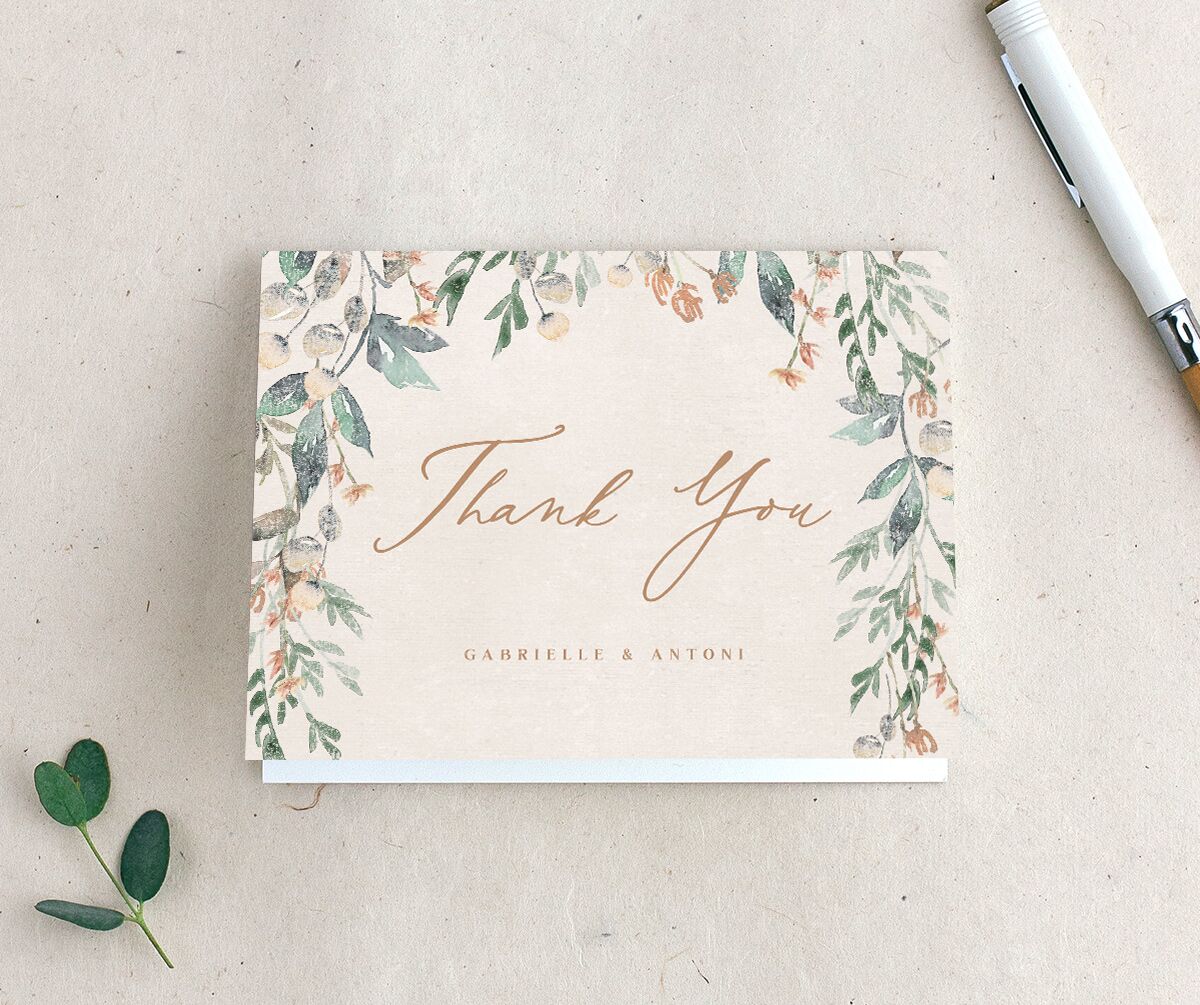 Vintage Vineyard Thank You Cards front in Champagne