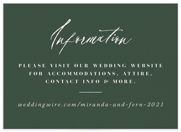 Elegant Branches Wedding Enclosure Cards front in Jewel Green