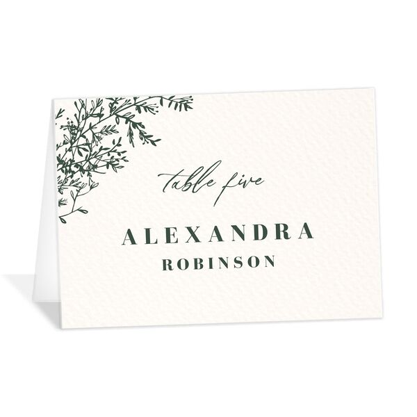 Elegant Branches Place Cards front in Jewel Green