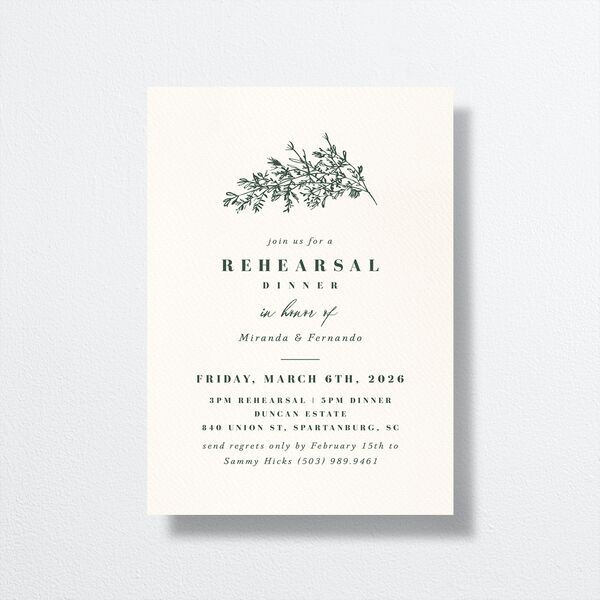 Elegant Branches Rehearsal Dinner Invitations front in Jewel Green