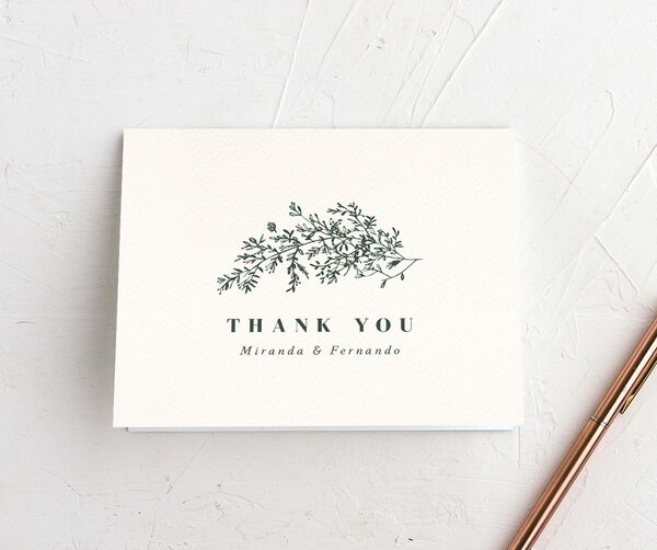 Elegant Branches Thank You Cards front in Jewel Green