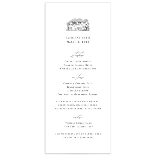 Traditional Landscape Menus front in Silver