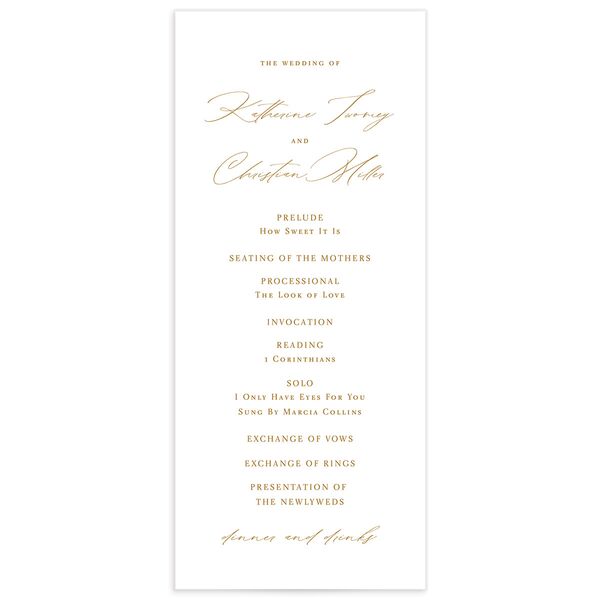 Traditional Landscape Wedding Programs front in Gold