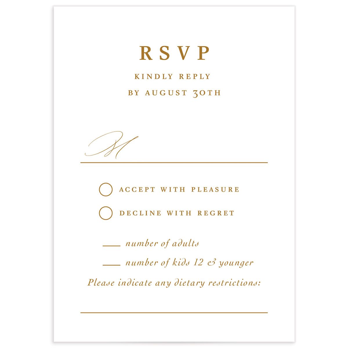 Traditional Landscape Wedding Response Cards [object Object] in Gold