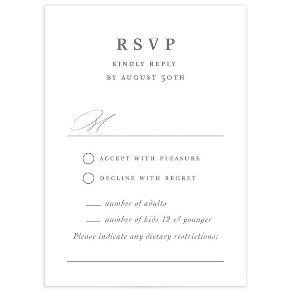 Traditional Landscape Wedding Response Cards front in Silver