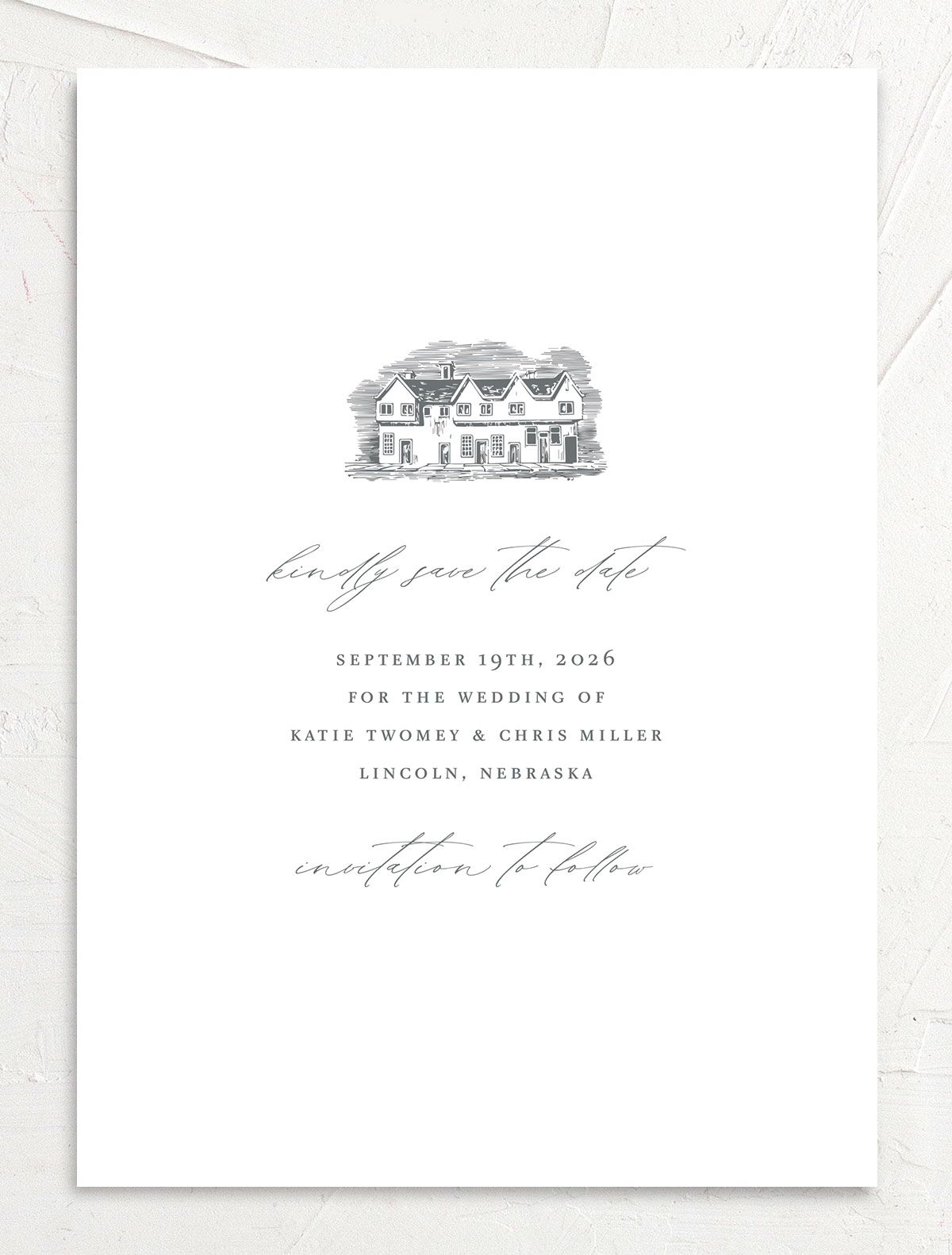 Traditional Landscape Save the Date Cards front in Silver