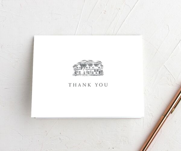 Traditional Landscape Thank You Cards front in Grey