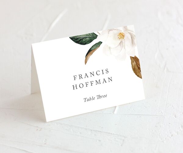 Romantic Blooms Place Cards front in Teal