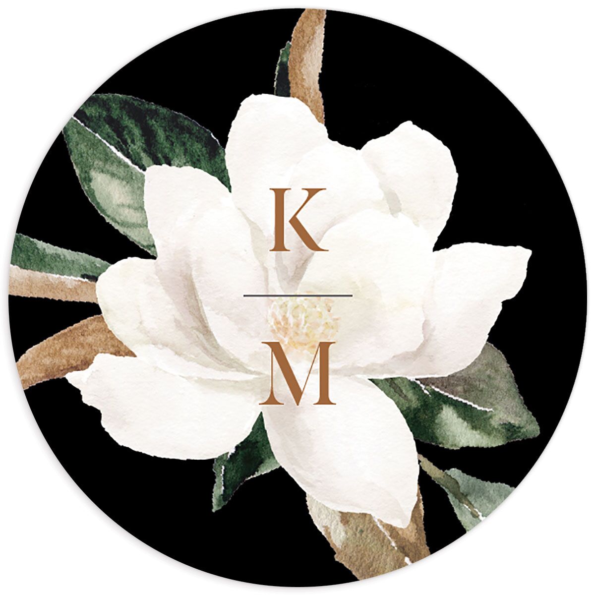 Romantic Blooms Wedding Stickers front in Midnight