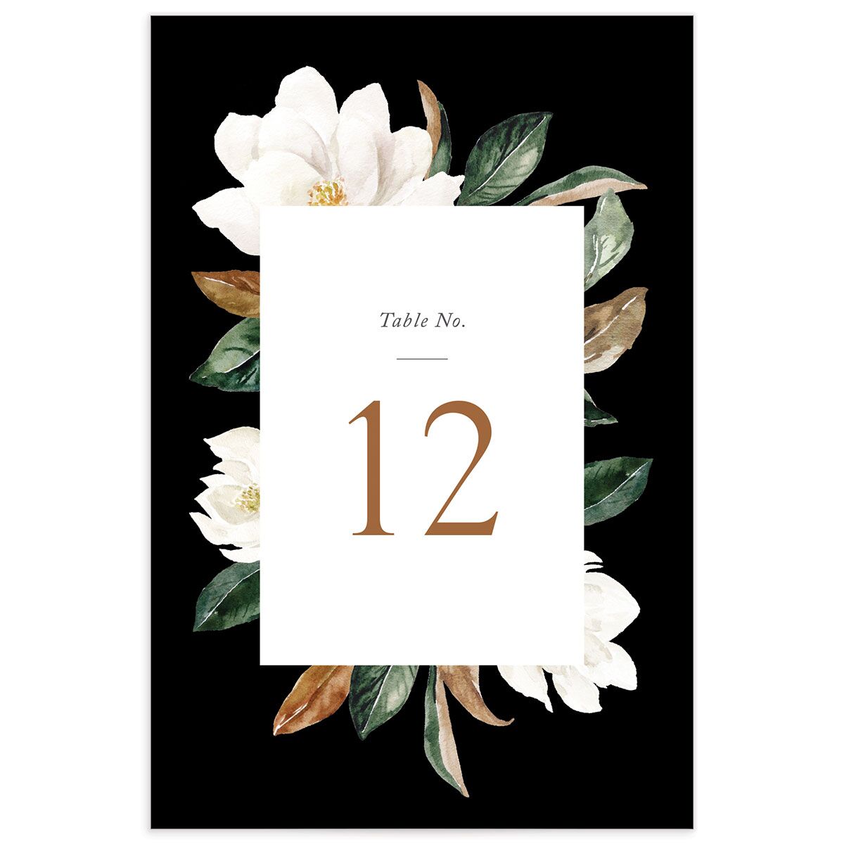 Romantic Blooms Table Numbers front in Midnight