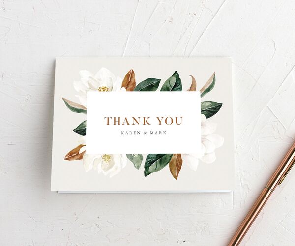 Romantic Blooms Thank You Cards front in Silver
