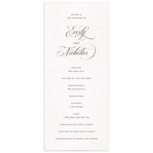 Exquisite Calligraphy Wedding Programs - Pure White