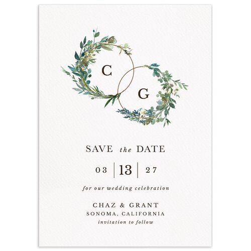 Leafy Hoops Save The Date Cards - Eucalyptus