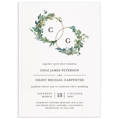Leafy Hoops Wedding Invitations - Eucalyptus