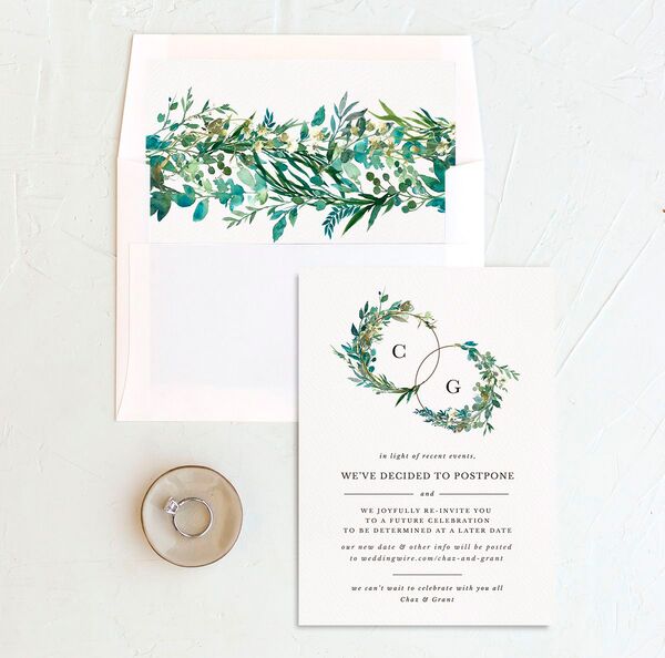 Floral Circles Change the Date Cards envelope-and-liner in Pure White