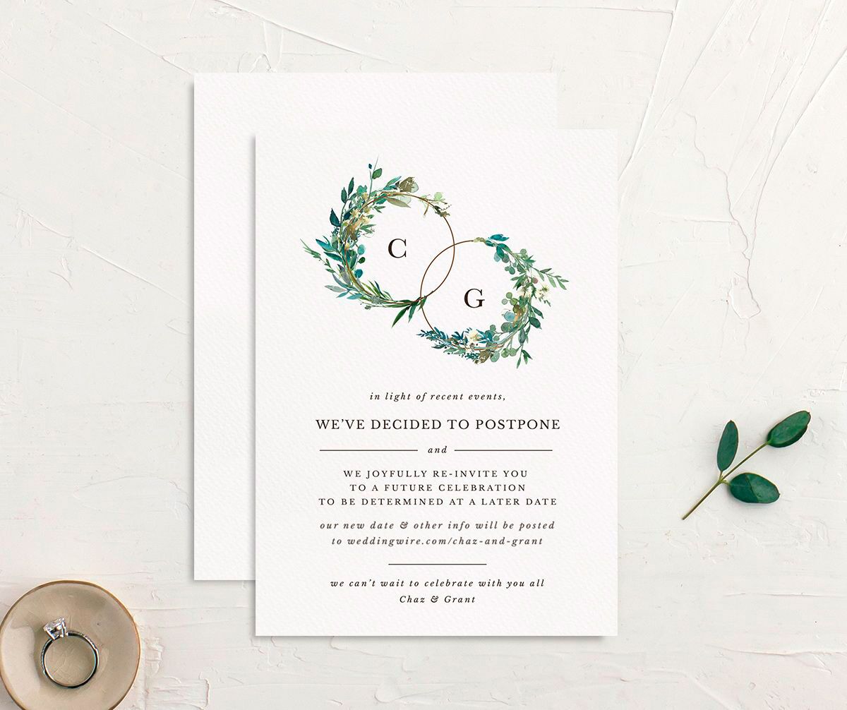 Floral Circles Change the Date Cards front-and-back in Pure White