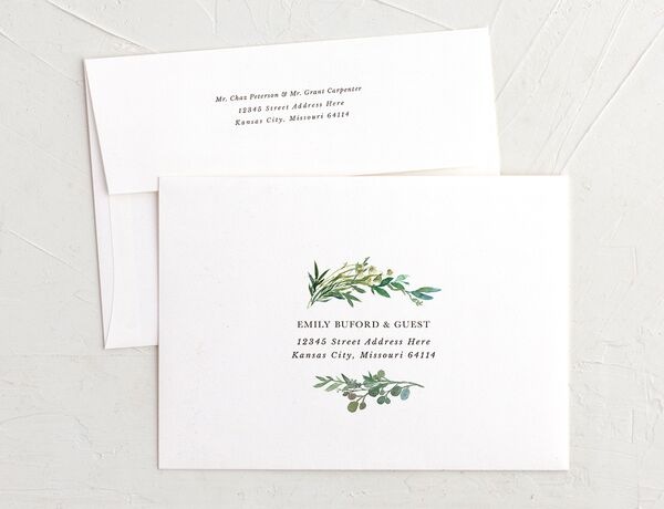 Floral Circles Change the Date Card Envelopes front in Pure White