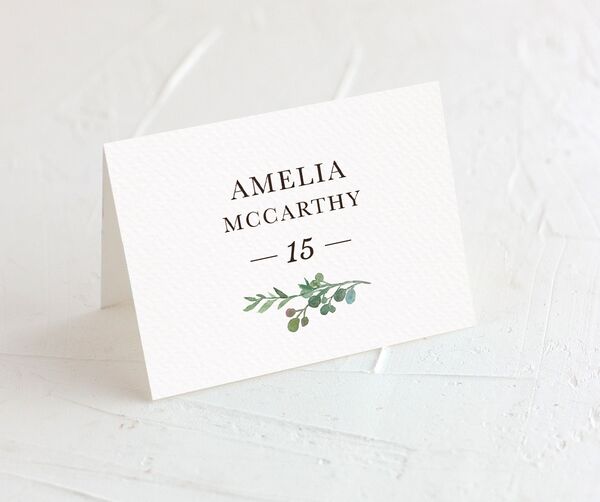 Floral Circles Place Cards front in Pure White
