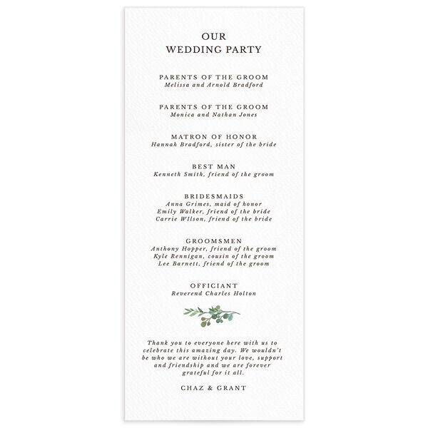 Floral Circles Wedding Programs back in Pure White