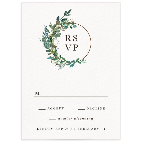 Floral Circles Wedding Response Cards front in Pure White