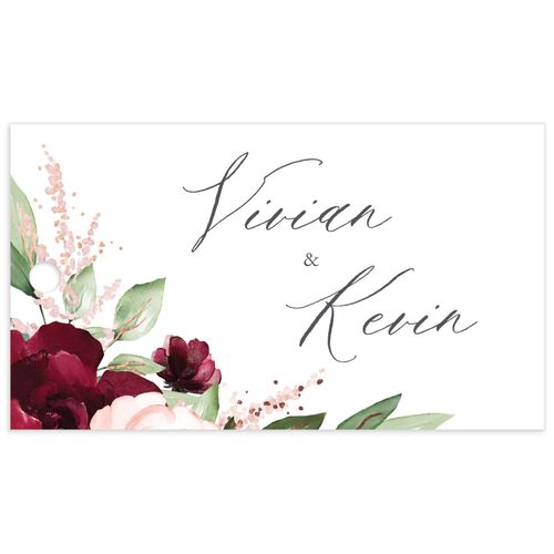 Beloved Floral Foil Favor Gift Tags - Dark Berry
