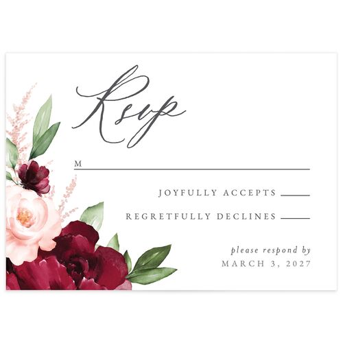 Beloved Floral Wedding Response Cards - Dark Berry