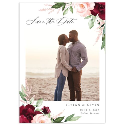 Beloved Floral Save The Date Cards - Dark Berry