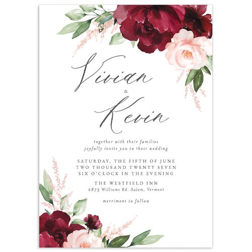 Beloved Floral Wedding Invitations - Dark Berry