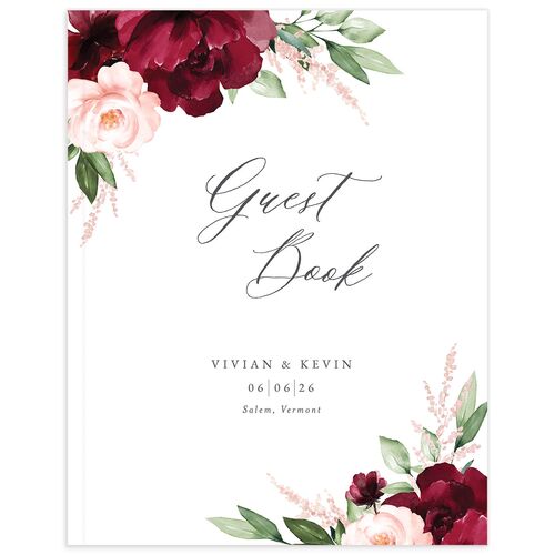 Painted Florals Wedding Guest Book - Ruby