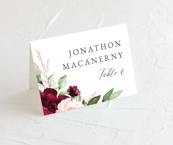 Painted Florals Place Cards front in Ruby
