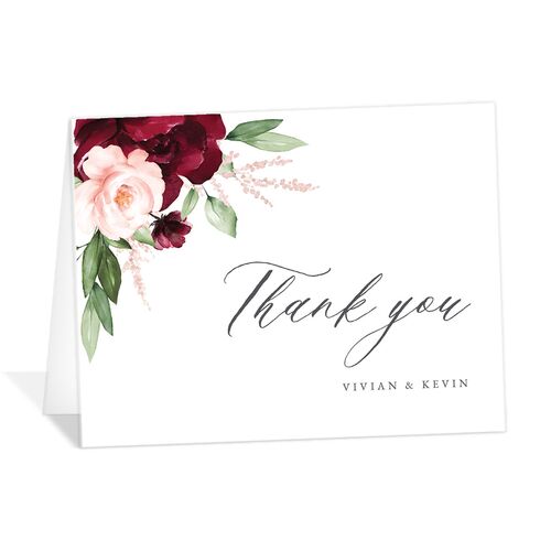 Painted Florals Thank You Cards - Ruby