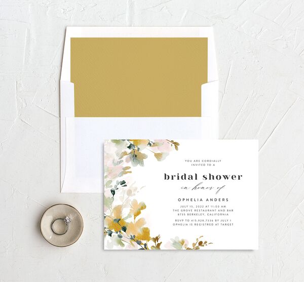 Graceful Floral Bridal Shower Invitations envelope-and-liner in Dijon