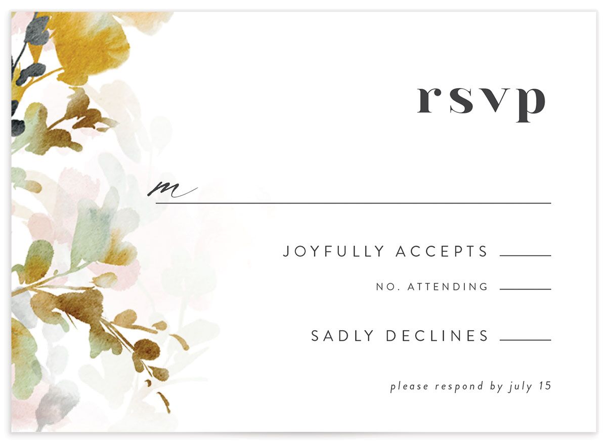 Graceful Floral Wedding Response Cards front in Dijon