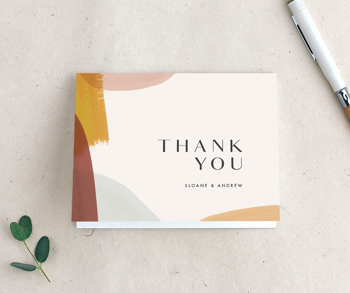 Contemporary Brushstroke Thank You Cards front in Dijon