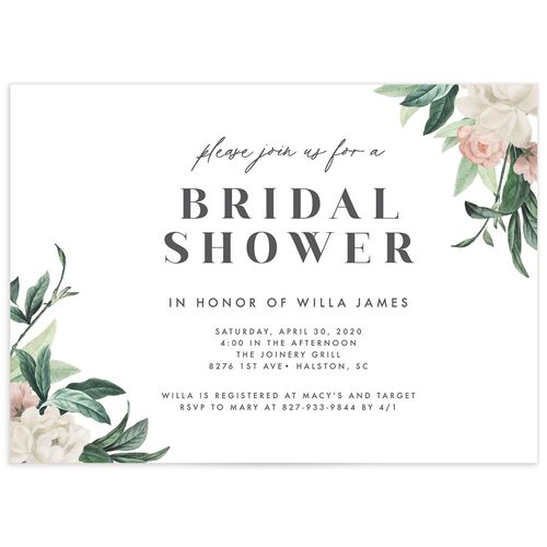 Botanica Bridal Shower Invitations - Pure White