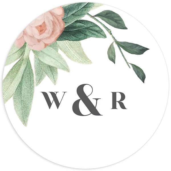 Elegant Peony Wedding Stickers front in Pure White