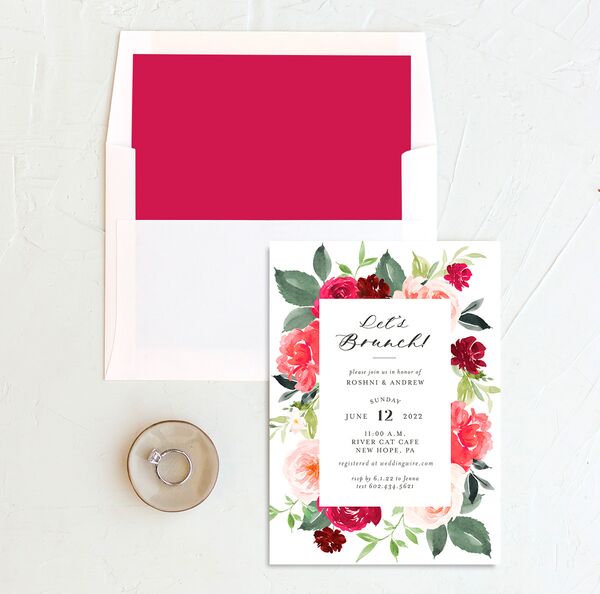 Vivid Rose Bridal Shower Invitations envelope-and-liner in Rose Pink