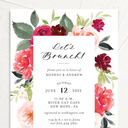 Vivid Rose Bridal Shower Invitations