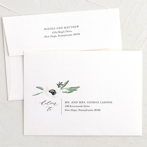 Elegant Windflower Wedding Invitation Envelopes