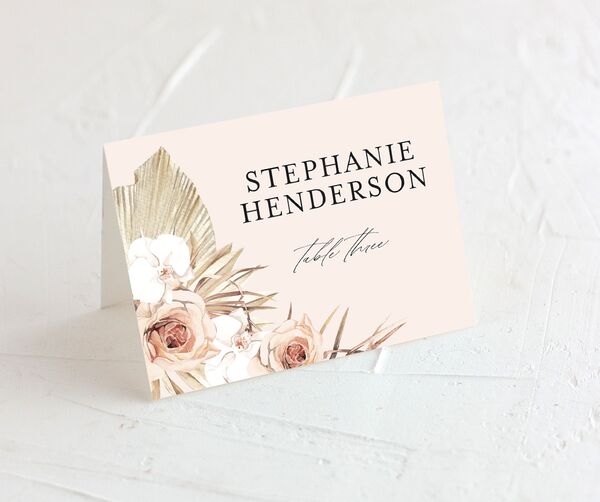 Bohemian Flowers Place Cards front in Rose Pink